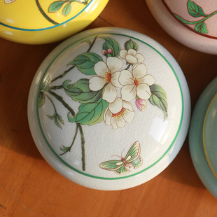 中式 创意复古棉签盒牙签筒陶瓷牙线收纳盒 牙签盒家用个性