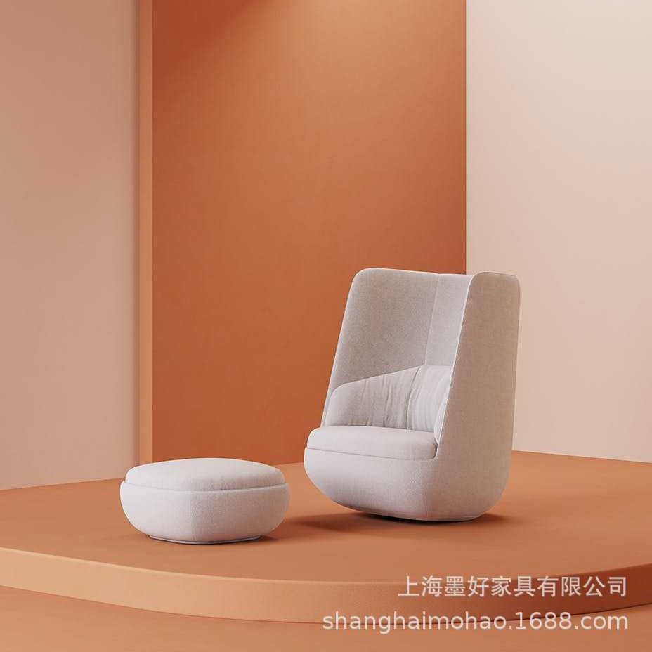 北欧轻奢简约高背脚踏沙发