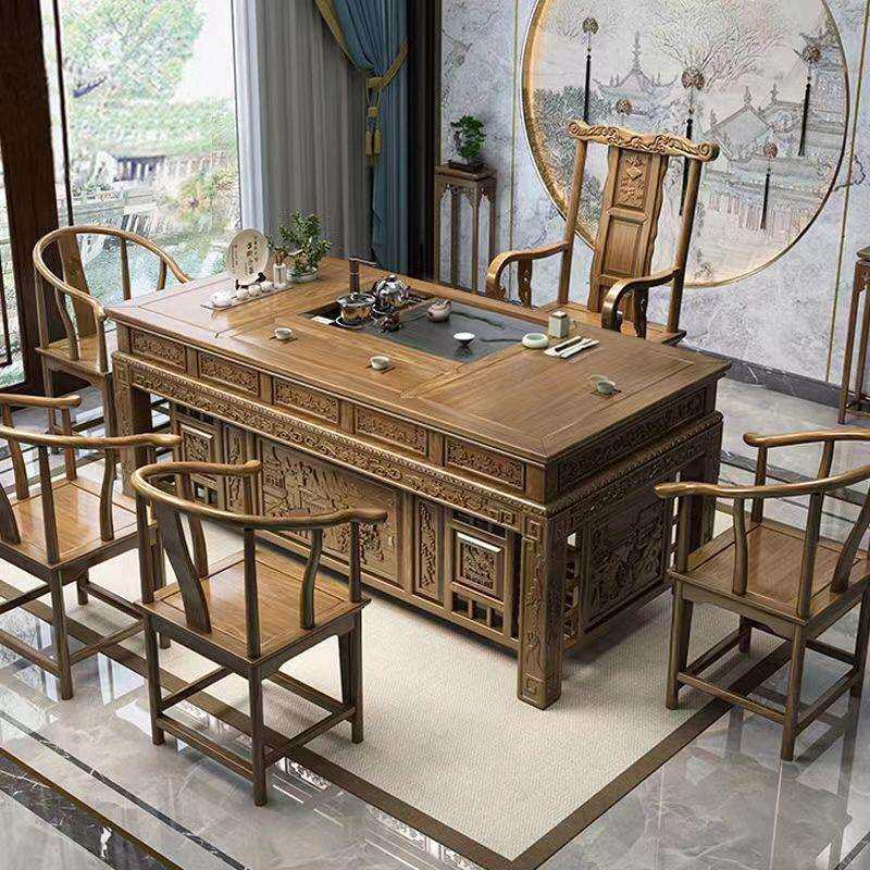 中式实木茶桌椅组合茶台茶桌一体一整套泡茶桌家用客厅办公两用款