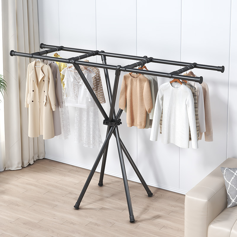 晾衣架落地折叠家用晒衣架阳台卧室挂衣架子简易室内单杆式衣帽架