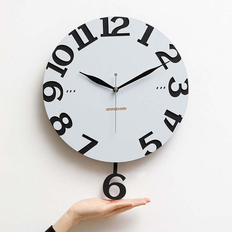 WOZOOM屋准免打孔2024新款创意挂钟客厅家用钟表简约艺术时钟装饰