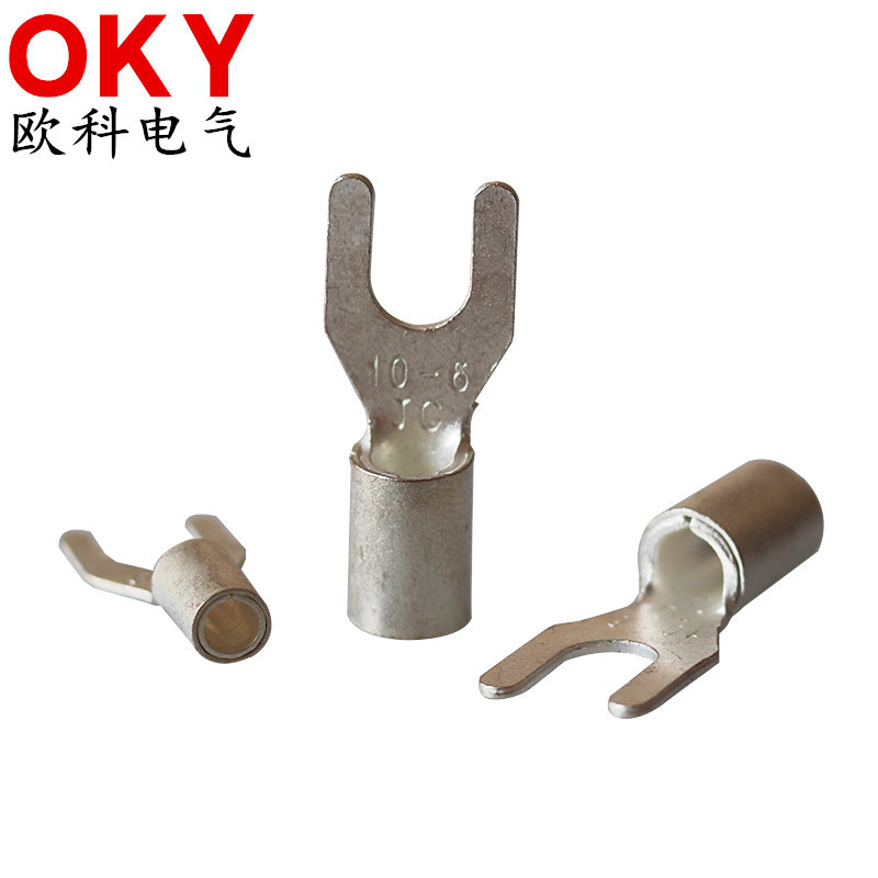 JC1-3船用接线鼻JC2.5-4带铜套紫铜叉形裸端头冷压接端子防水