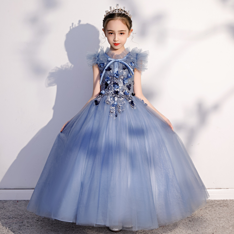 儿童晚礼服公主裙l生日表演出服蓬蓬纱洋气钢琴女童主持人女孩婚