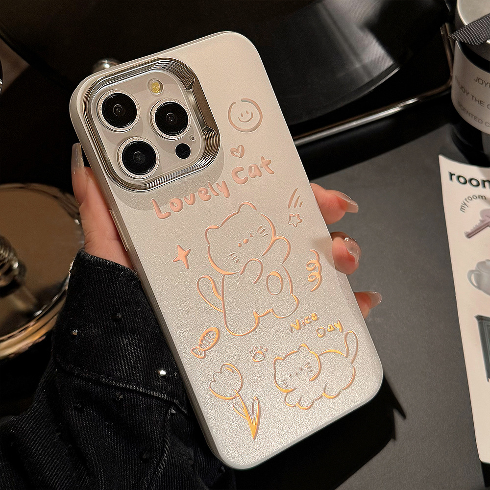 镂空可爱喵喵iphone15适用14Promax手机壳16苹果13简约卡通11防摔