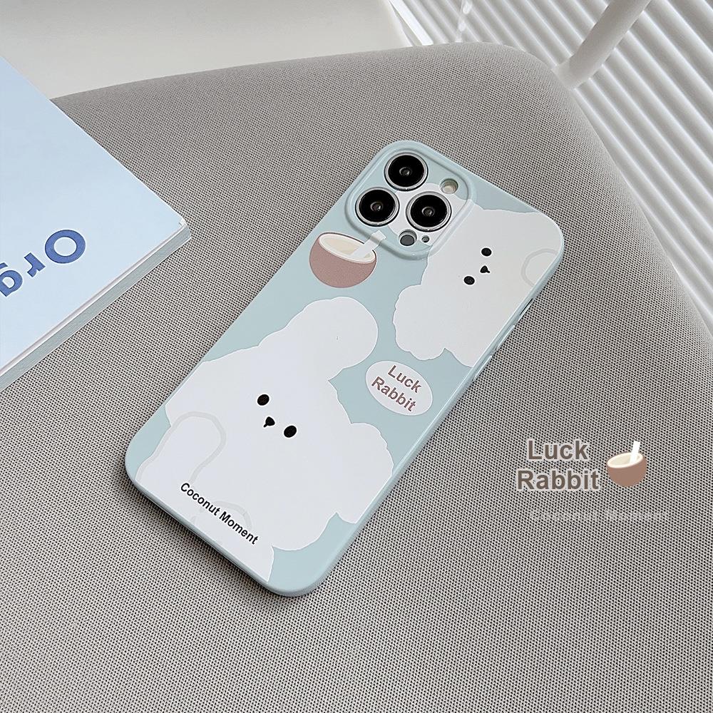 小众ins椰子小兔适用iphone14pro max手机壳13苹果11卡通16全包15