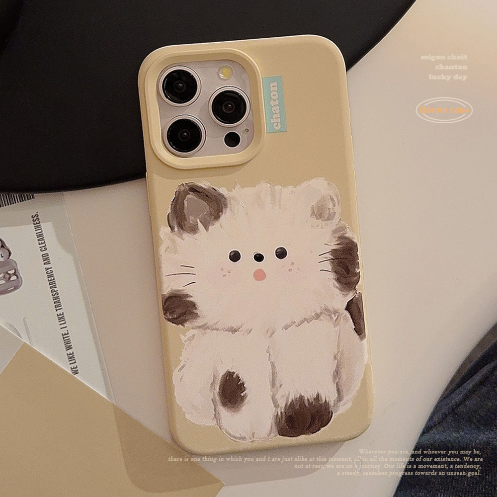 油画猫咪适用iphone手机壳苹果16日韩风卡通15奶黄14promax男女13