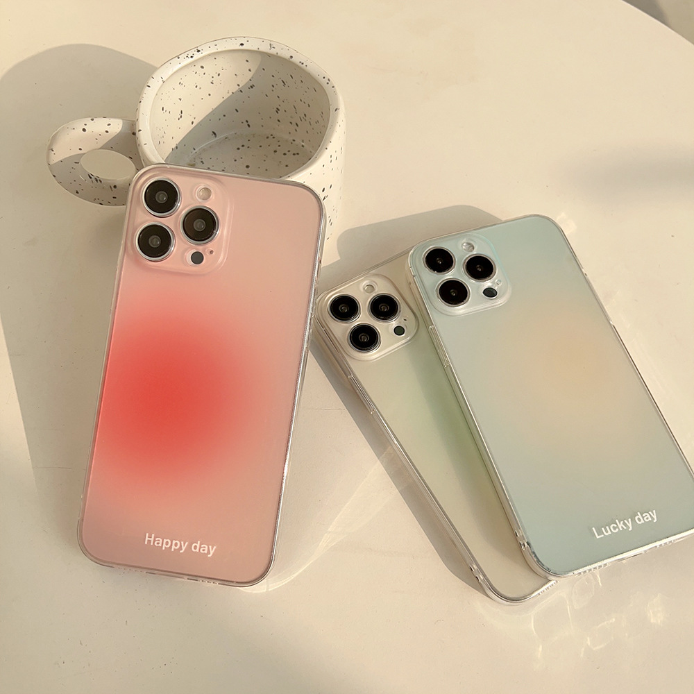 ins日韩三色渐变13适用iPhone11透明14苹果12pro max手机壳xr彩绘