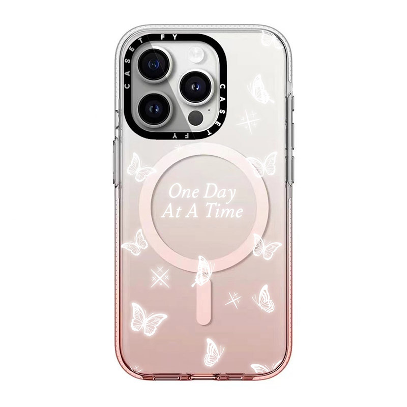 【官方正品】CASETiFY 渐变粉冰晶磁吸彩色蝴蝶适用苹果iPhone15ProMax手机壳14pro套13