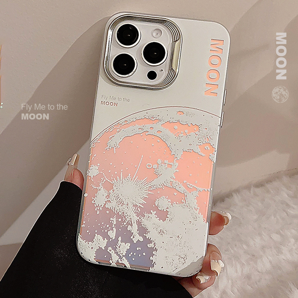 潮牌镭射ins月球适用苹果15硬iphone14Pro max手机壳13个性16硬11