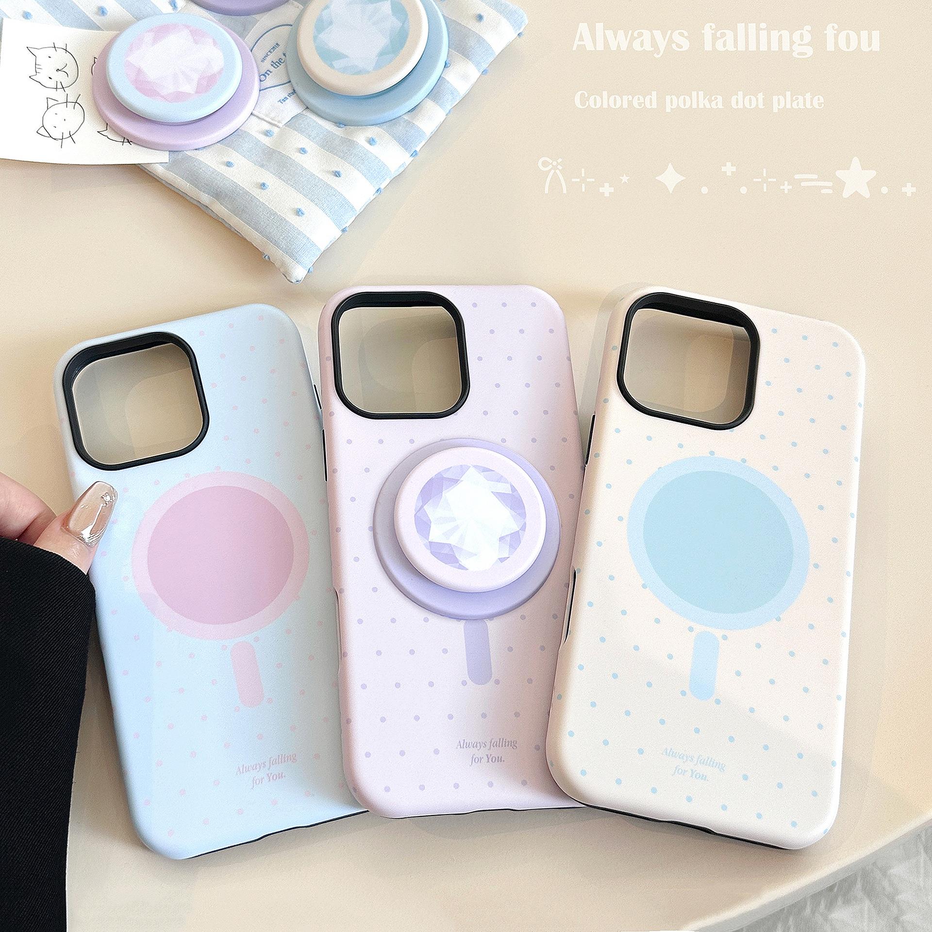 钻石磁吸支架iPhone16promax苹果手机壳14适用13菲林15彩色波点11