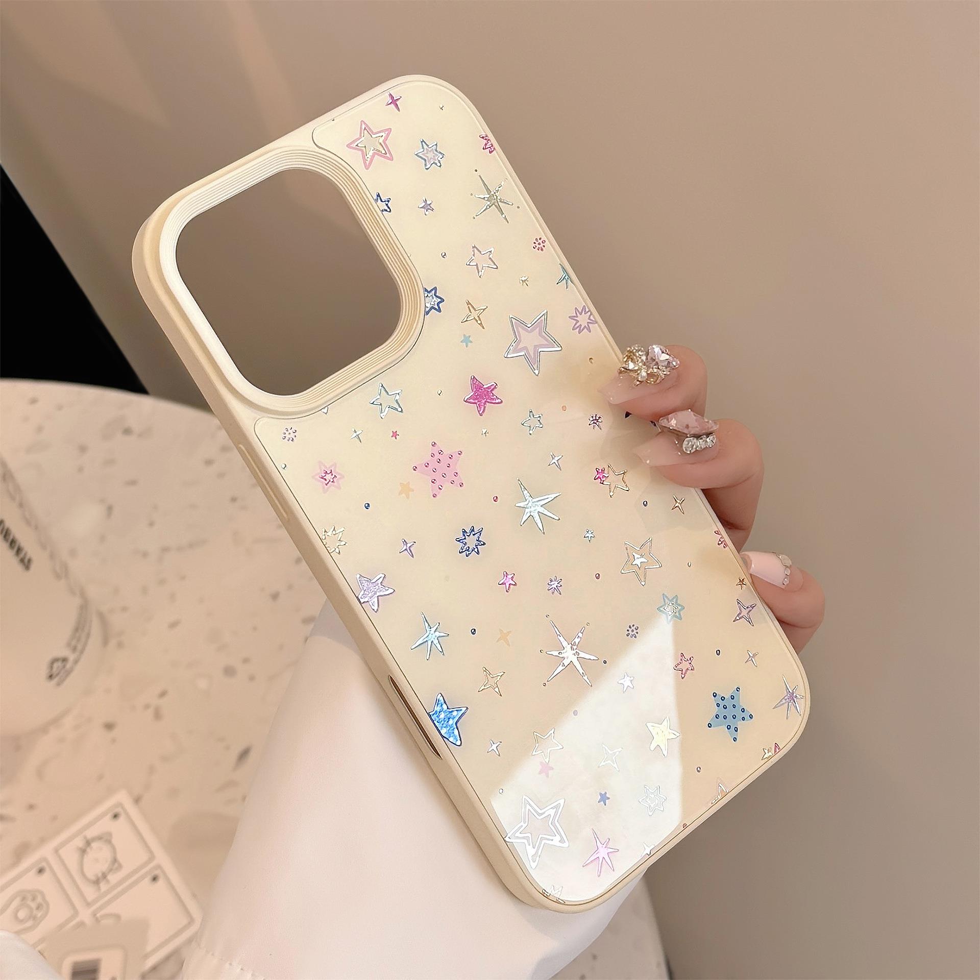 鎏金多彩星星苹果16手机壳适用iPhone16pro max小清新15防摔14/13
