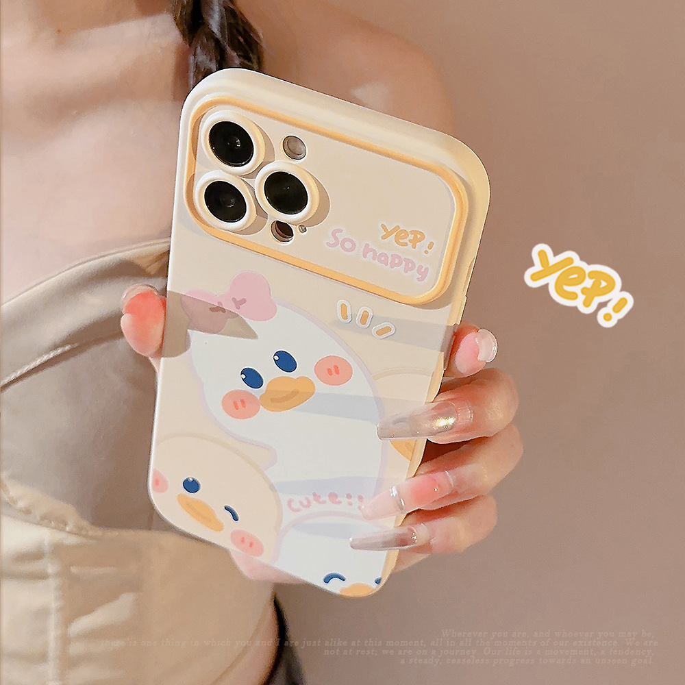 ins蝴蝶结鸭适用iphone14苹果手机壳13pro max软萌11女15软华为16
