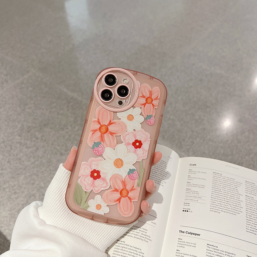 适用iphone15透粉气质花朵苹果13pro max手机壳12软11男女14 plus