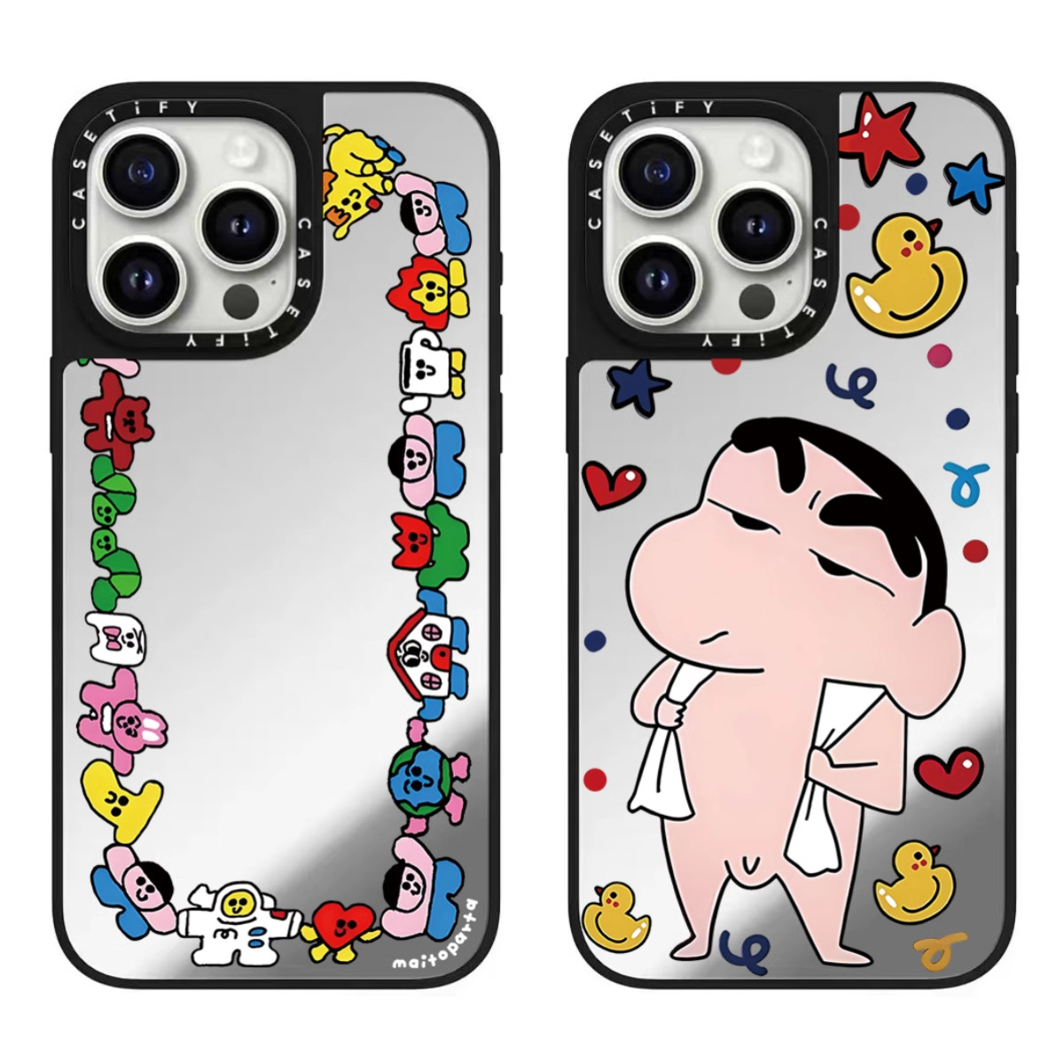 【官方正品】CASETiFY 镜面彩衣小人围绕洗澡蜡笔小新可爱苹果15手机壳16promax