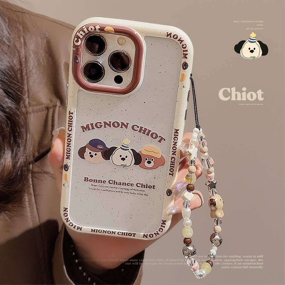 适用iPhone16手机壳苹果15ProMax呆萌小狗头13挂链12磁吸14亚克力