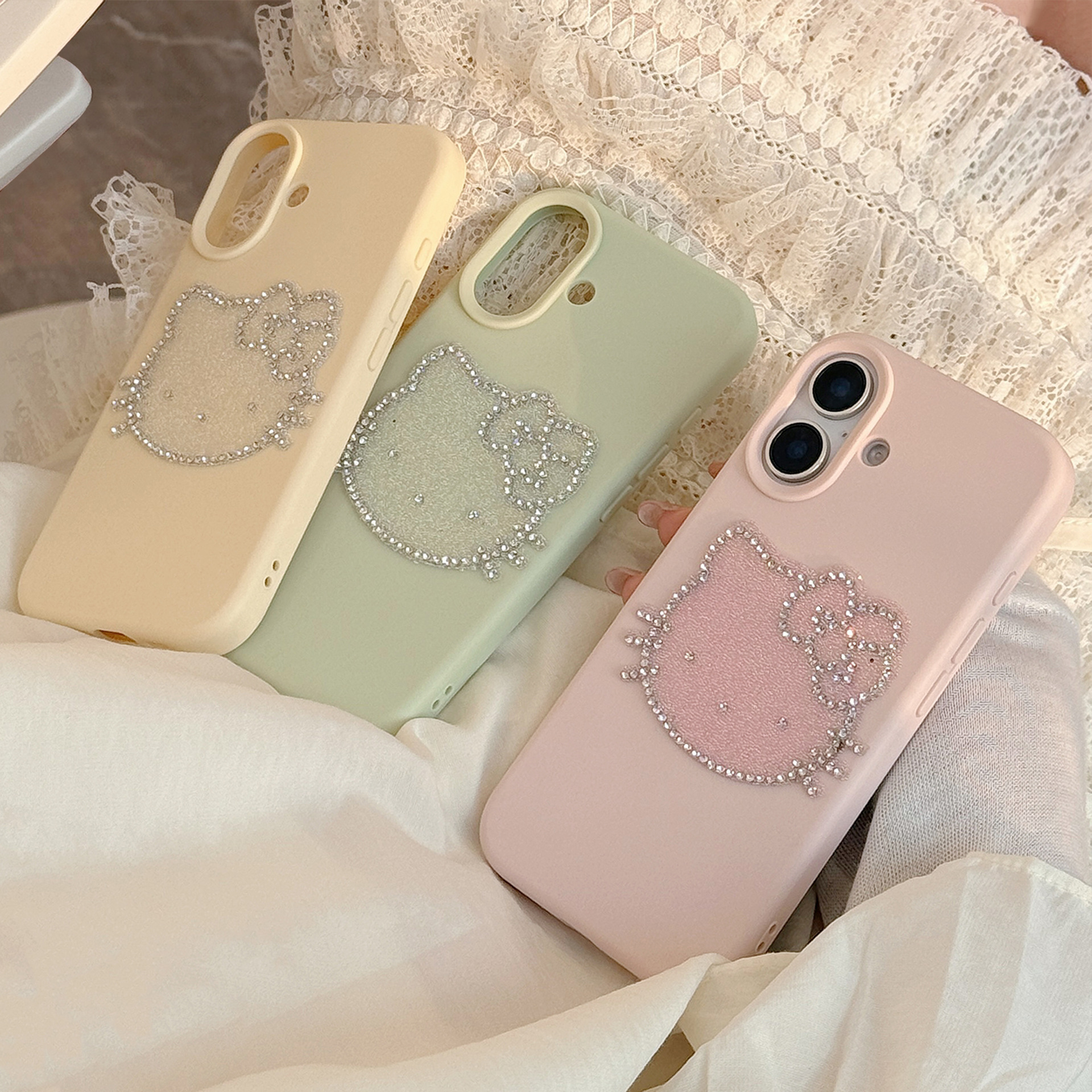 闪钻猫咪适用苹果16手机壳iphone15promax轻奢立体13男女11防摔14