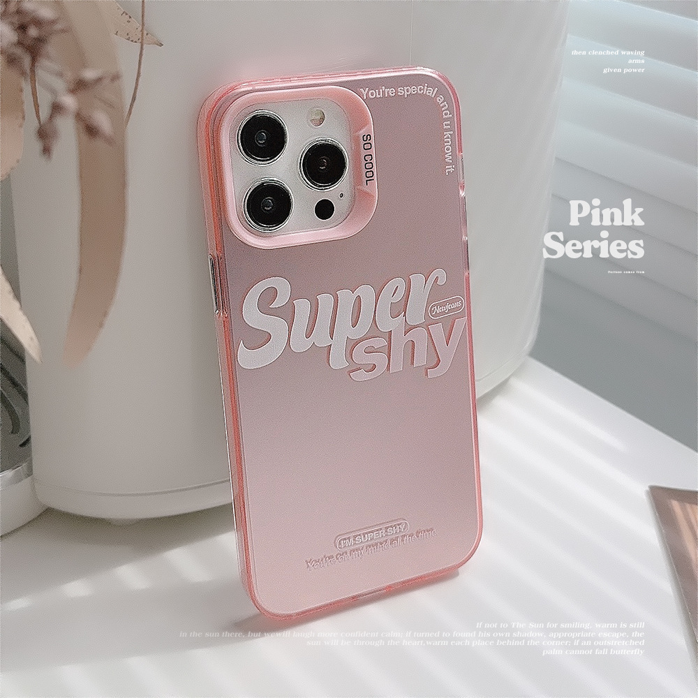 少女粉英文iphone16适用苹果15Pro max手机壳12极简ins风13镭射11