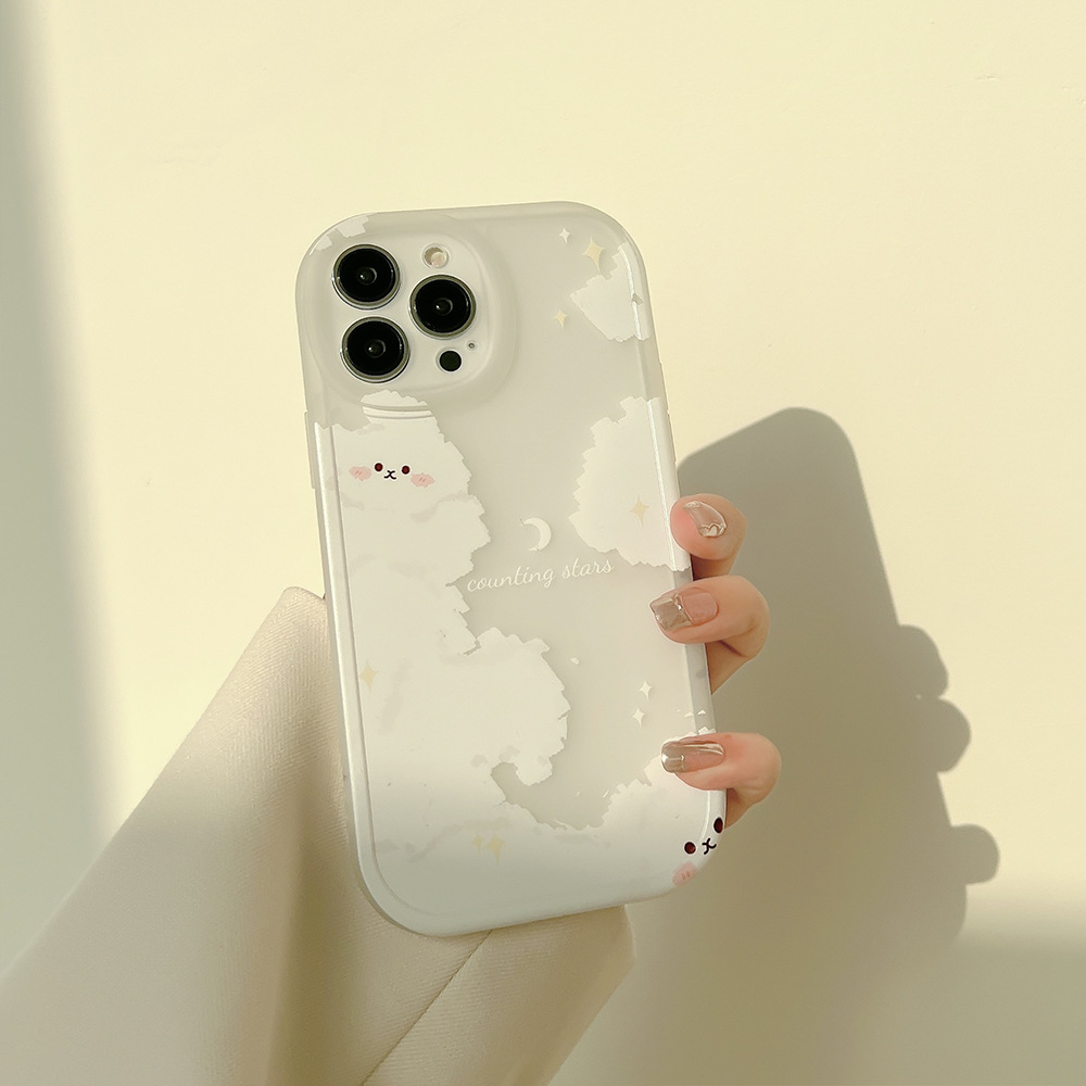 简约云朵16适用iphone15pro max苹果手机壳11透白xr女13软14可爱8