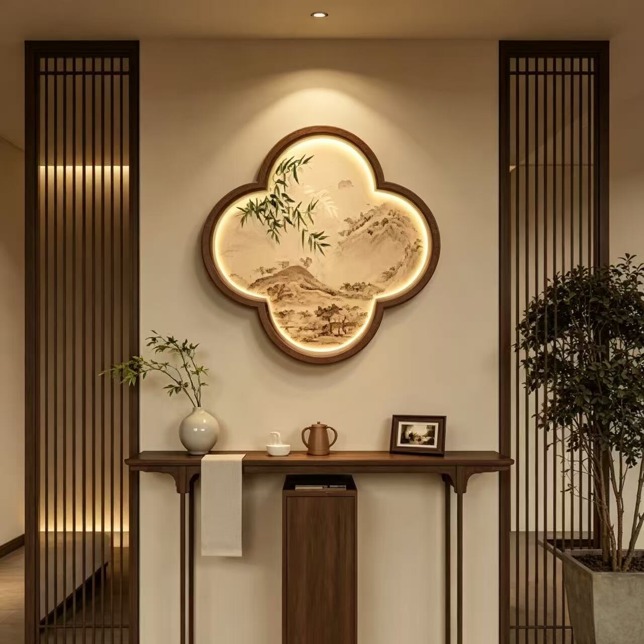宋氏美学竹子画走廊过道挂画玄关装饰画高级感靠山图客厅茶室壁画图片
