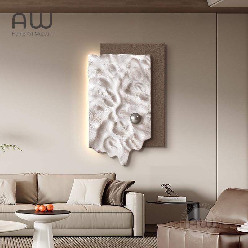 侘寂风3D立体客厅装饰画led灯画抽象几何高级感走廊过道玄关挂画图片