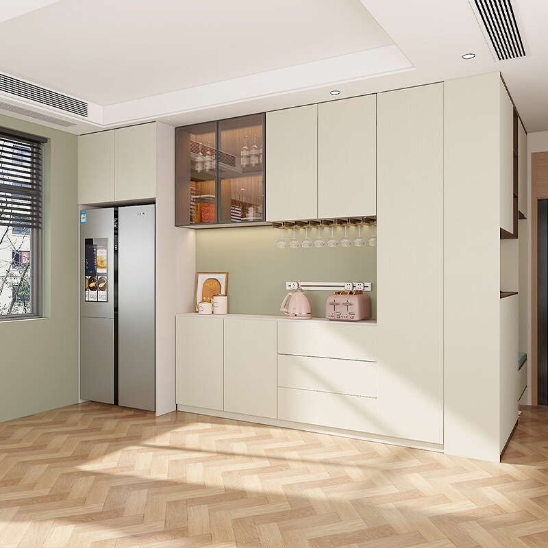 餐边柜酒柜餐厅组合柜奶油风轻奢高柜厨房客厅多功能储物柜