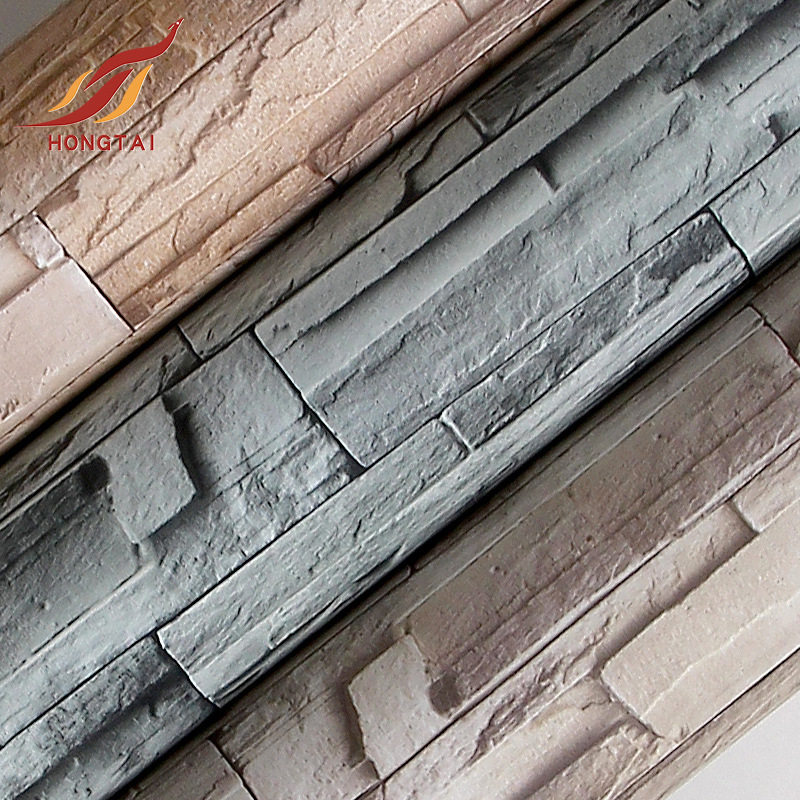 工厂批发PVC自粘墙纸复古砖纹贴纸防水防油文化石理发店翻新壁纸