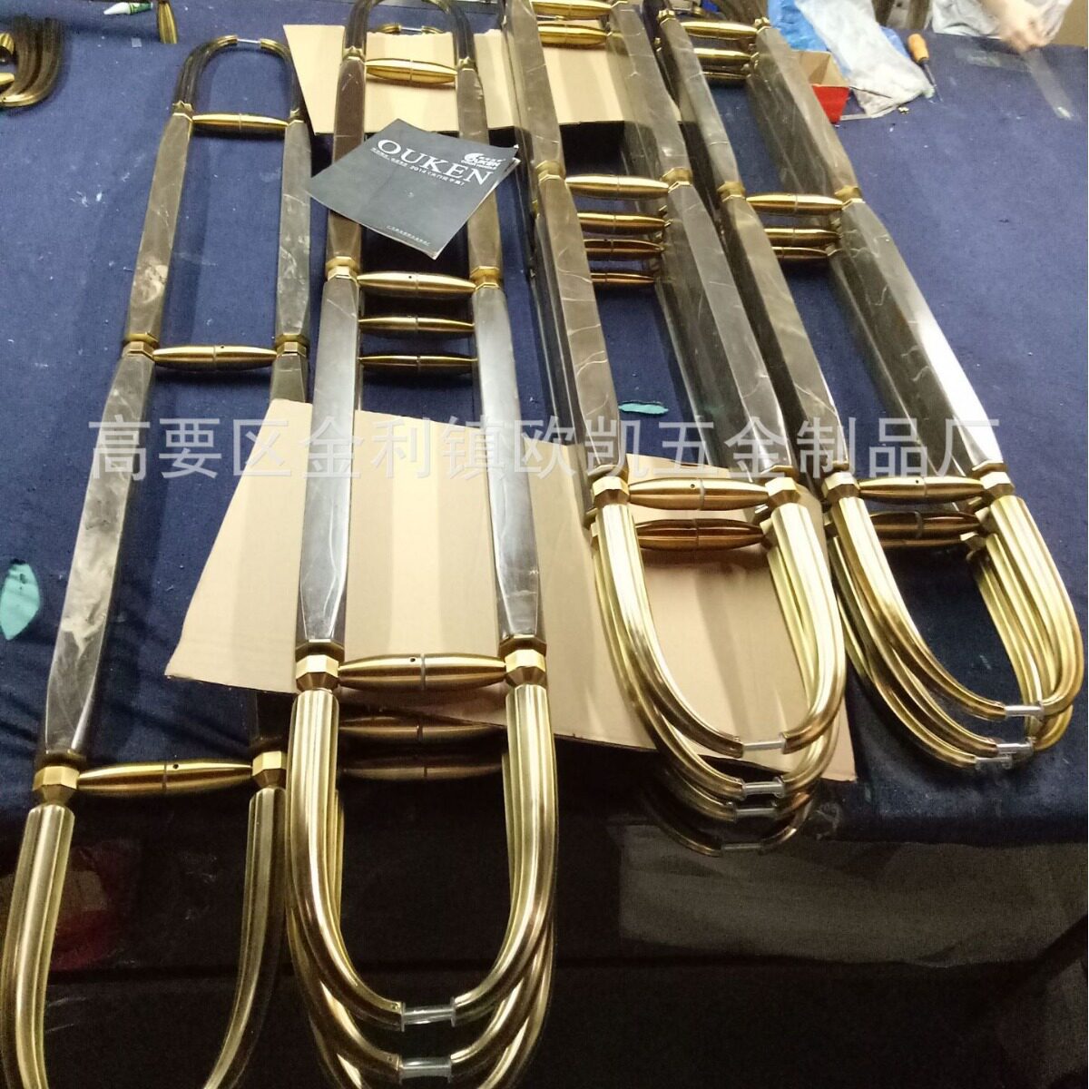 欧式黄古铜大理石工艺玻璃门把手