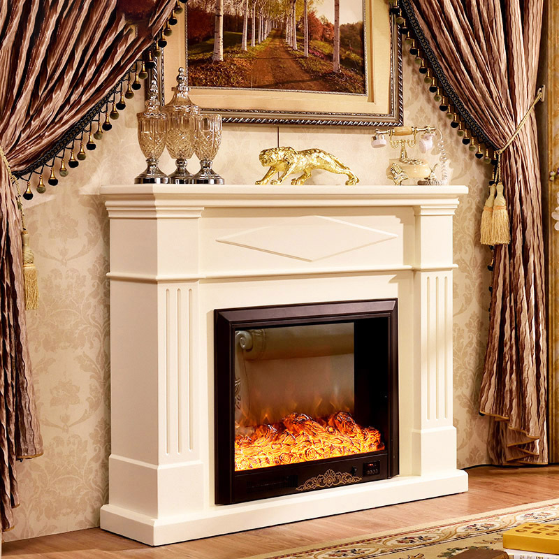 1/1.3米欧式壁炉电视柜 美式实木假火 家具取暖壁炉白色 深色壁炉