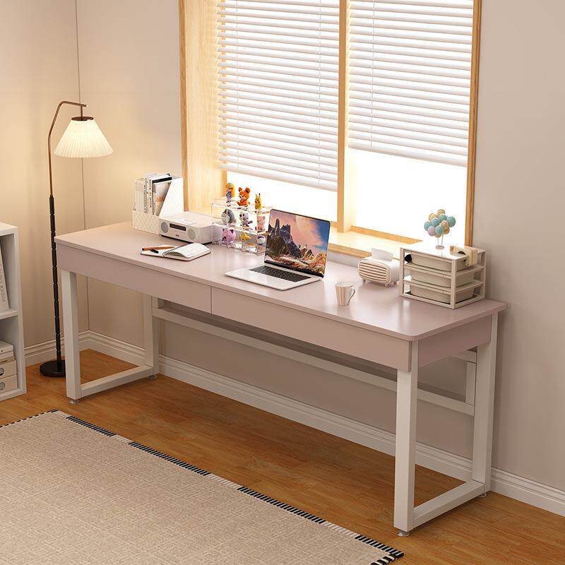 实木电脑桌双人窄款长桌子带抽屉家用卧室床尾化妆桌一字长条