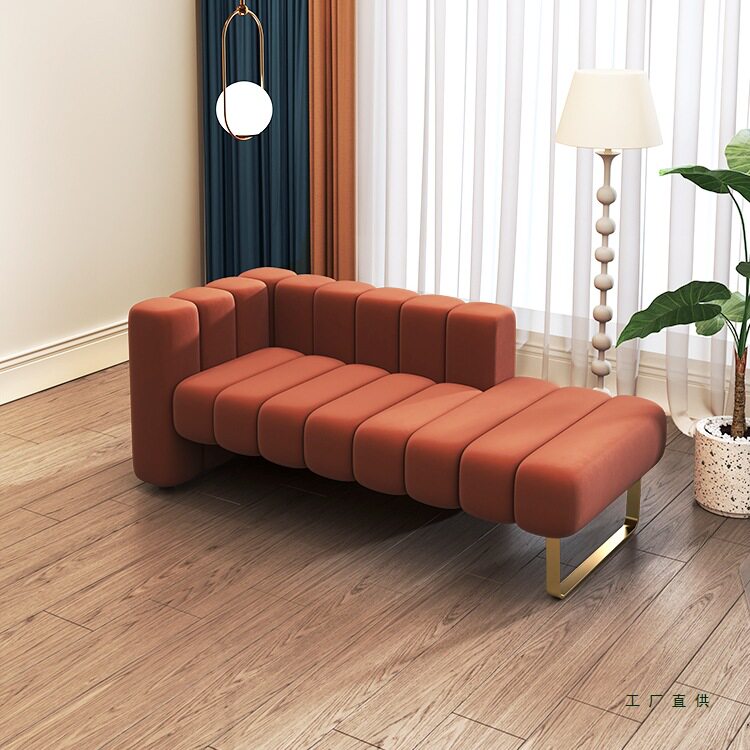意式轻奢客厅丝绒布艺贵妃躺椅简约酒店卧室床尾凳懒人沙发贵妃榻