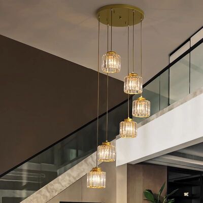 复式楼梯吊灯loft公寓旋转长吊灯简约现代轻奢别墅水晶客厅灯北欧