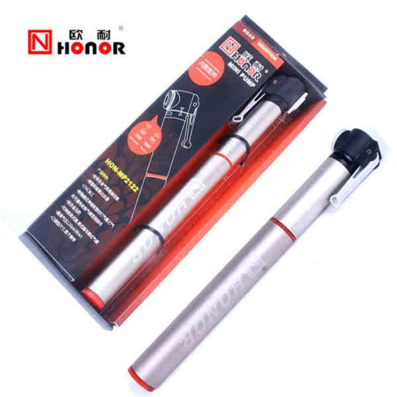 HONOR欧耐铝合金迷你打气筒便携式山地公路自行车高压软管气筒