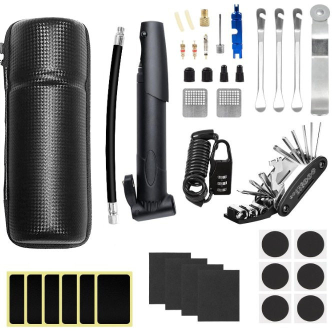 自行车补胎工具 单车修车补胎组合 冷补免胶水工具盒 收纳修车组