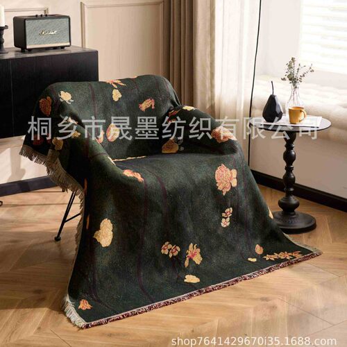 中古风油画肌理挂毯墙面装饰书房沙发巾棉线毯diy装饰画
