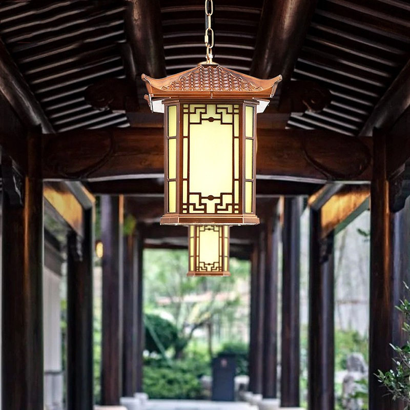 太阳能吊灯新中式户外防水花园走廊过道大门口阳台凉亭超亮庭院灯