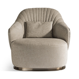 意式极简休闲别墅轻奢大厅沙发不锈钢单人沙发椅设计师高端接待椅