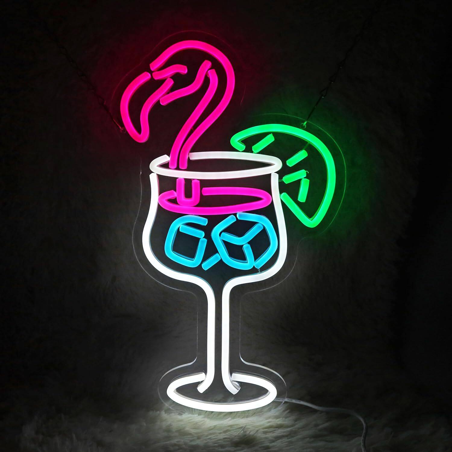 led火烈鸟霓虹灯跨境酒吧装饰灯鸡尾酒氛围灯发光灯牌霓虹灯标志