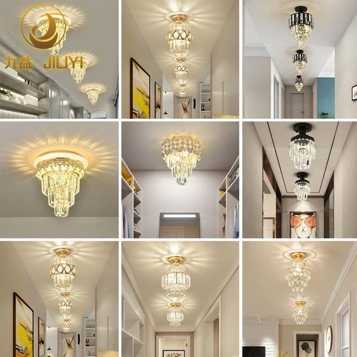 创意欧式led水晶过道灯简约现代客厅走廊灯玄关吸顶灯阳台灯灯具