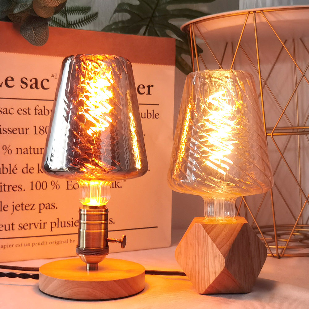 复古灯泡创意怀旧小台灯金色电镀灰暖光灯饰照明LED异形软灯丝灯