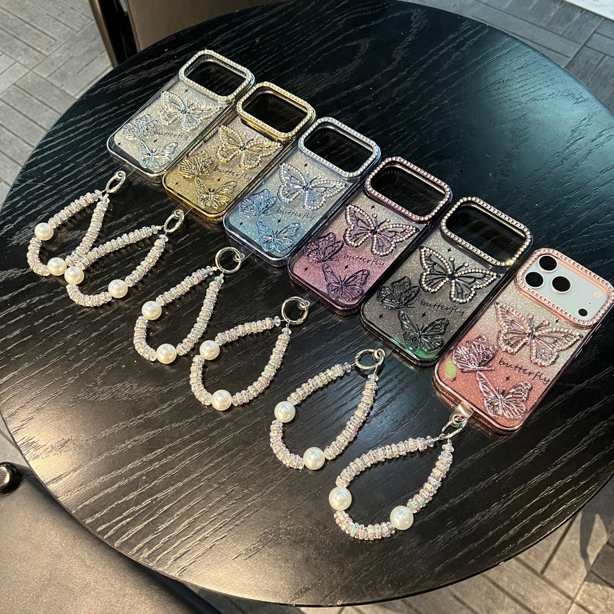 电镀水钻立体蝴蝶手机壳