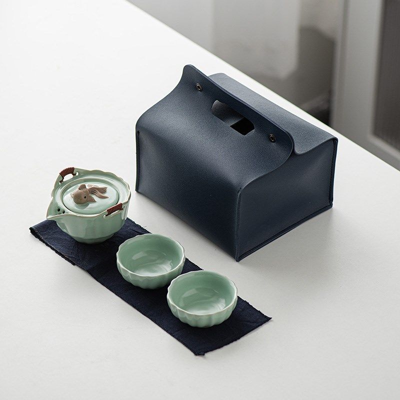 汝窑手抓茶壶快客茶杯陶瓷便携式户外旅行茶具套装女士一壶一远三,餐饮具,功夫茶具,淘宝优惠券,粉丝福利购,淘宝优惠卷