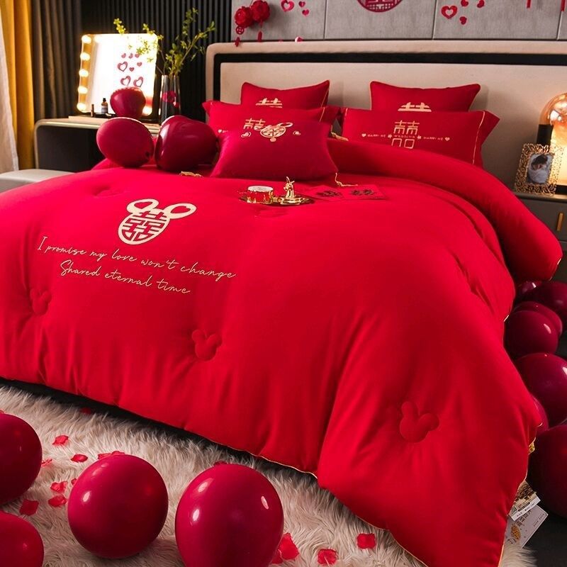 新婚庆大红色结婚陪嫁大豆纤维双人被夏凉被婚房喜被加厚春秋冬被,床上用品,化纤被,淘宝优惠券,粉丝福利购,淘宝优惠卷