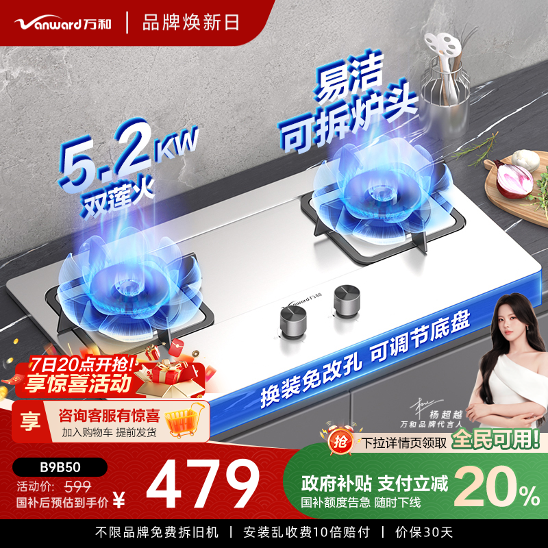 天然气双灶嵌入式燃气灶