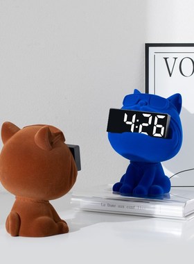 高级感植绒墨镜狗摆件时钟家居饰品客厅电视柜卧室装饰品小众摆设