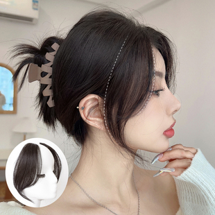 全真发八字刘海假发片女网红气质中分刘海自然隐形假刘海鬓角贴片