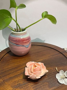 洛阳唐三彩陶瓷立体手工牡丹花冰箱贴香插茶宠文创礼物旅游纪念品