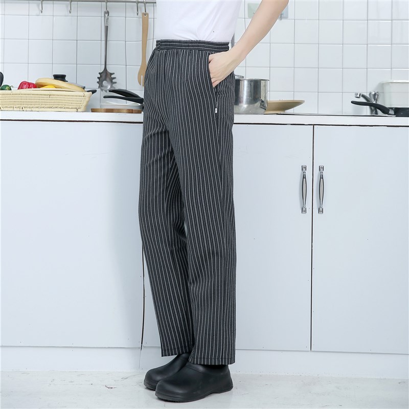 厨师工作裤男酒店工作服厨房时尚夏季厨师裤子黑色工装裤宽松耐磨