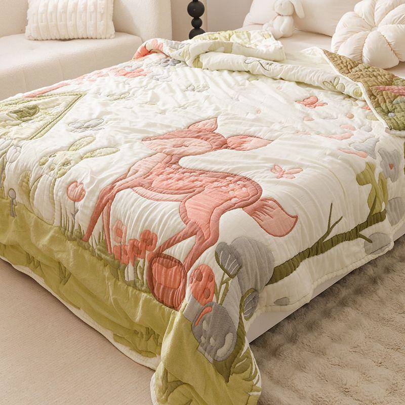 人PYD春秋被十层纱布毯卡通全棉毛巾厚单双泡芙被子加纯棉儿童小