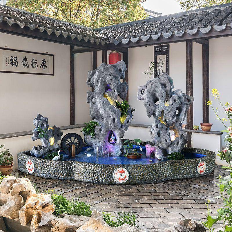 大型流水喷山店泉摆件花园庭院别墅酒小院鱼池钟ZWY乳假石景观