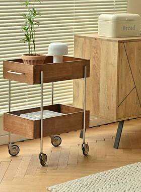 中古发不钢小推锈车可移动边双层置物架QET原木客厅沙几